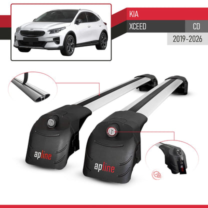 Compatible avec Kia XCeed (CD) 2019-2026 ACE-2 modèle Barres de Toit Railing Porte-Bagages de Voiture Gris Aluminium Barres