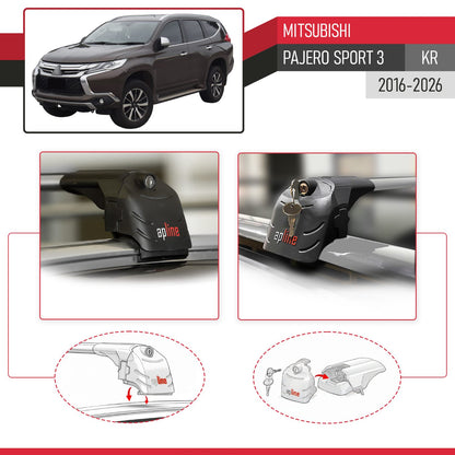 Compatible with Mitsubishi Pajero Sport 3 2016-2025 ACE-2 Car Roof Rack Cross Bar Grey Aluminium 2 Bars