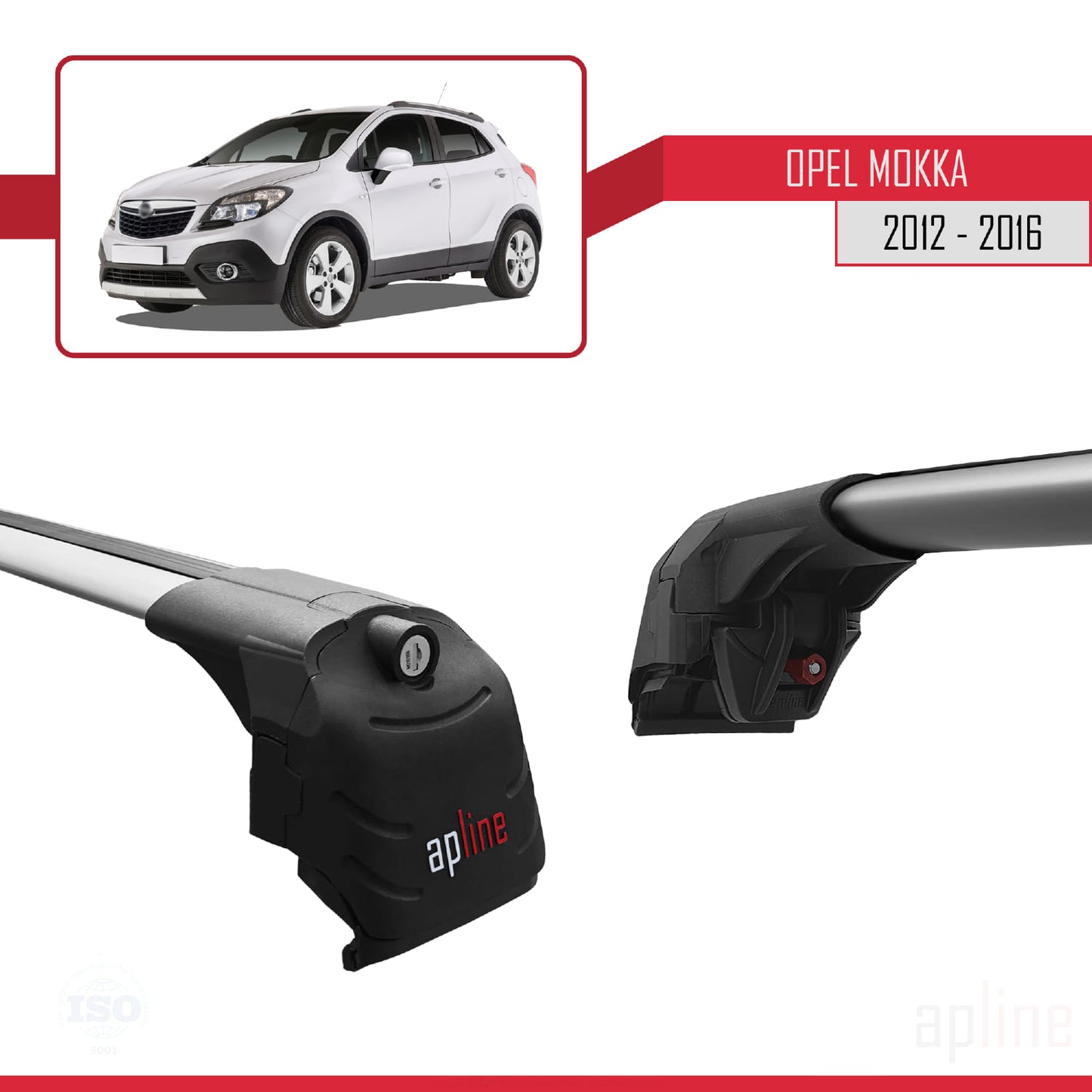 Compatible avec Opel Mokka A (J13) 2012-2016 ACE-2 Barres de Toit Railing Porte-Bagages de Voiture Gris Aluminium 2 Barres