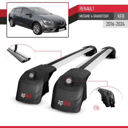 Compatible avec Renault Megane 4 (KFB) Grandtour 2016-2024 ACE-2 modèle Barres de Toit Railing Porte-Bagages de Voiture Gris Aluminium Barres