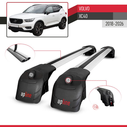 Compatible avec Volvo XC40 2018-2026 ACE-2 modèle Barres de Toit Railing Porte-Bagages de Voiture Gris Aluminium Barres