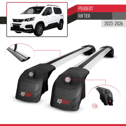 Compatible avec Peugeot Rifter 2023-2026 ACE-2 modèle Barres de Toit Railing Porte-Bagages de Voiture Gris Aluminium Barres