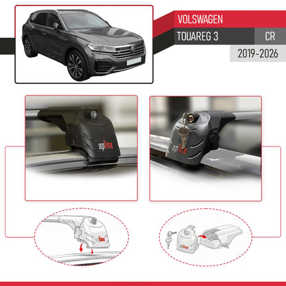 Compatible avec Volkswagen Touareg 3 (CR) 2019-2026 ACE-2 modèle Barres de Toit Railing Porte-Bagages de Voiture Gris Aluminium Barres