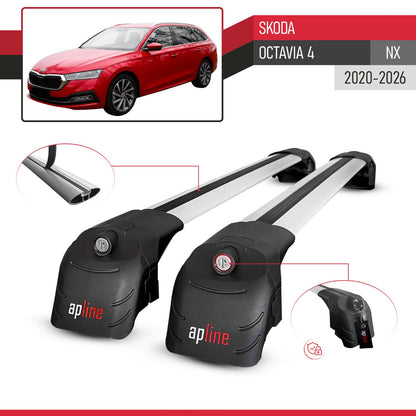 Compatible avec Skoda Octavia 4 (NX) 2020-2026 ACE-2 modèle Barres de Toit Railing Porte-Bagages de Voiture Gris Aluminium Barres