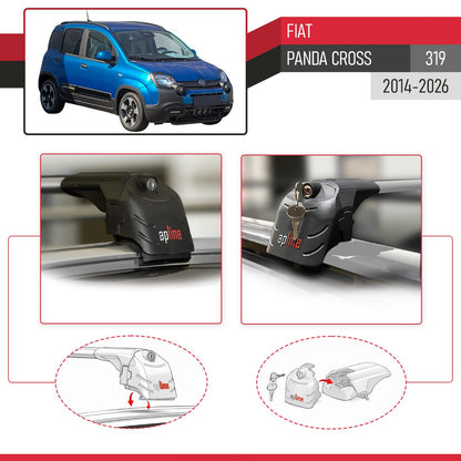 Compatible with Fiat Panda Cross 2014-2025 ACE-2 Car Roof Rack Cross Bar Grey Aluminium 2 Bars