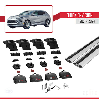 Compatible avec Buick Envision 2021-2024 ACE-2 Barres de Toit Railing Porte-Bagages de Voiture Gris Aluminium 2 Barres