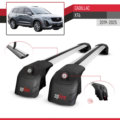 Compatible avec Cadillac XT6 2019-2025 ACE-2 modèle Barres de Toit Railing Porte-Bagages de Voiture Gris Aluminium Barres