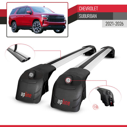 Compatible with Chevrolet Suburban 2021-2024 ACE-2 Car Roof Rack Cross Bar Grey Aluminium 2 Bars