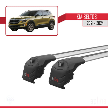 Compatible avec Kia Seltos 2021-2024 ACE-2 Barres de Toit Railing Porte-Bagages de Voiture Gris Aluminium 2 Barres