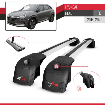 Compatible with Hyundai Nexo 2019-2023 ACE-2 Car Roof Rack Cross Bar Grey Aluminium 2 Bars