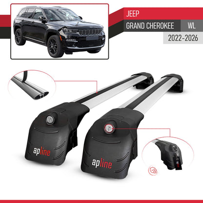 Compatible with Jeep Grand Cherokee 2022-2024 ACE-2 Car Roof Rack Cross Bar Grey Aluminium 2 Bars