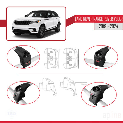 Compatible avec Land Rover Range Rover Velar 2018-2024 ACE-2 Barres de Toit Railing Porte-Bagages de Voiture Gris Aluminium 2 Barres