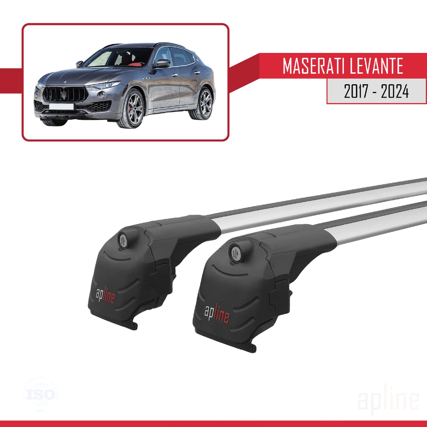 Compatible avec Maserati Levante 2017-2024 ACE-2 Barres de Toit Railing Porte-Bagages de Voiture Gris Aluminium 2 Barres