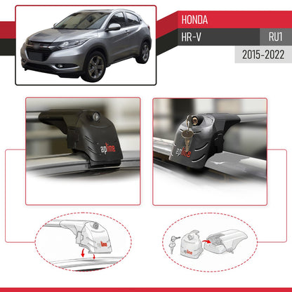 Compatible avec Honda HR-V (RU1) 2015-2022 ACE-2 modèle Barres de Toit Railing Porte-Bagages de Voiture Gris Aluminium Barres