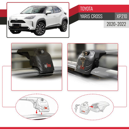 Compatible avec Toyota Yaris Cross (XP210) 2020-2022 ACE-2 modèle Barres de Toit Railing Porte-Bagages de Voiture Gris Aluminium Barres
