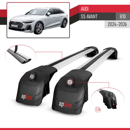 Compatible avec Audi S5 Avant (B10) 2024-2026 ACE-2 modèle Barres de Toit Railing Porte-Bagages de Voiture Gris Aluminium Barres