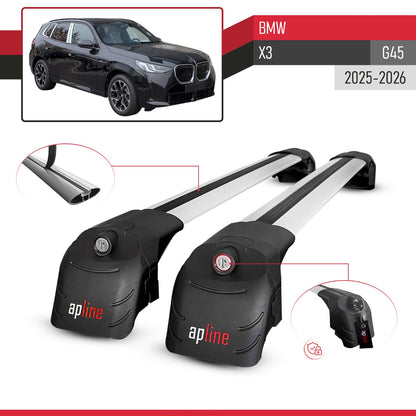 Compatible avec BMW X3 (G45) 2025-2026 ACE-2 modèle Barres de Toit Railing Porte-Bagages de Voiture Gris Aluminium Barres