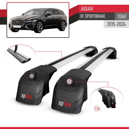 Compatible avec Jaguar XF Sportbrake (X260) 2015-2024 ACE-2 modèle Barres de Toit Railing Porte-Bagages de Voiture Gris Aluminium Barres