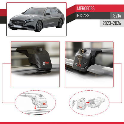 Compatible with Mercedes E-Class Estate 2021-2025 ACE-2 Car Roof Rack Cross Bar Grey Aluminium 2 Bars