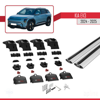 Compatible avec Kia EV3 2024-2025 ACE-2 Barres de Toit Railing Porte-Bagages de Voiture Gris Aluminium 2 Barres