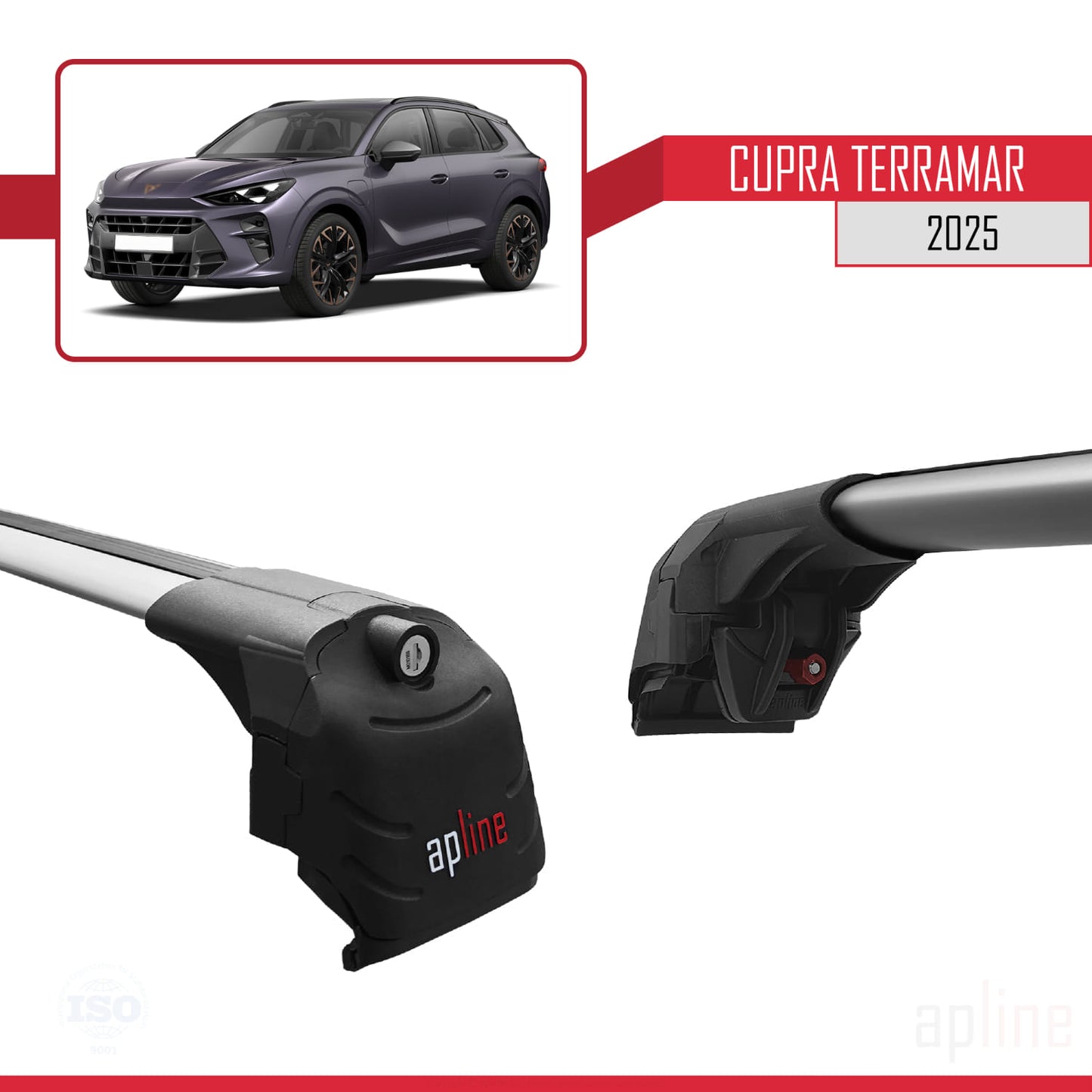 Compatible avec Cupra Terramar 2025 ACE-2 Barres de Toit Railing Porte-Bagages de Voiture Gris Aluminium 2 Barres