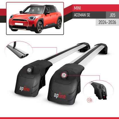 Compatible with Mini Aceman SE 2024-2025 ACE-2 Car Roof Rack Cross Bar Grey Aluminium 2 Bars