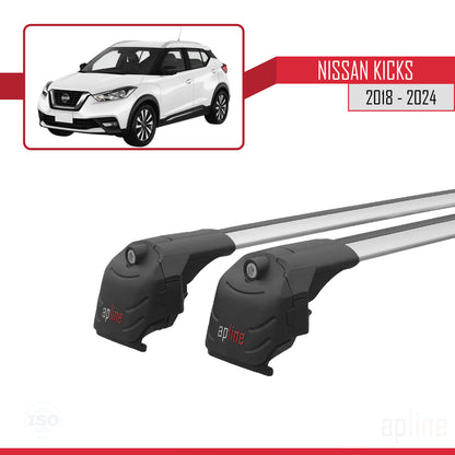 Compatible avec Nissan Kicks 2018-2024 ACE-2 Barres de Toit Railing Porte-Bagages de Voiture Gris Aluminium 2 Barres