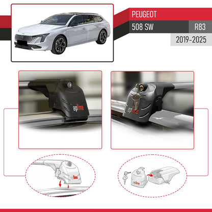 Compatible avec Peugeot 508 SW (R83) 2019-2025 ACE-2 modèle Barres de Toit Railing Porte-Bagages de Voiture Gris Aluminium Barres