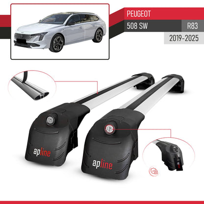 Compatible avec Peugeot 508 SW (R83) 2019-2025 ACE-2 modèle Barres de Toit Railing Porte-Bagages de Voiture Gris Aluminium Barres