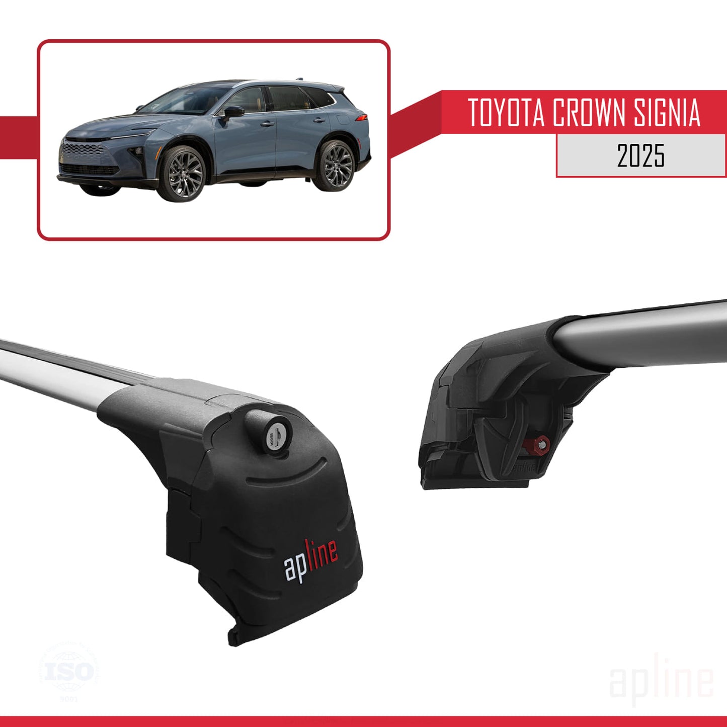 Compatible avec Toyota Crown Signia 2025 ACE-2 Barres de Toit Railing Porte-Bagages de Voiture Gris Aluminium 2 Barres