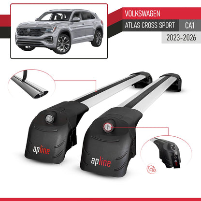 Compatible with Volkswagen Atlas Cross Sport 2023-2025 ACE-2 Car Roof Rack Cross Bar Grey Aluminium 2 Bars