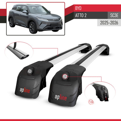 Compatible avec BYD Atto 2 (SC3E) 2025-2026 ACE-2 modèle Barres de Toit Railing Porte-Bagages de Voiture Gris Aluminium Barres