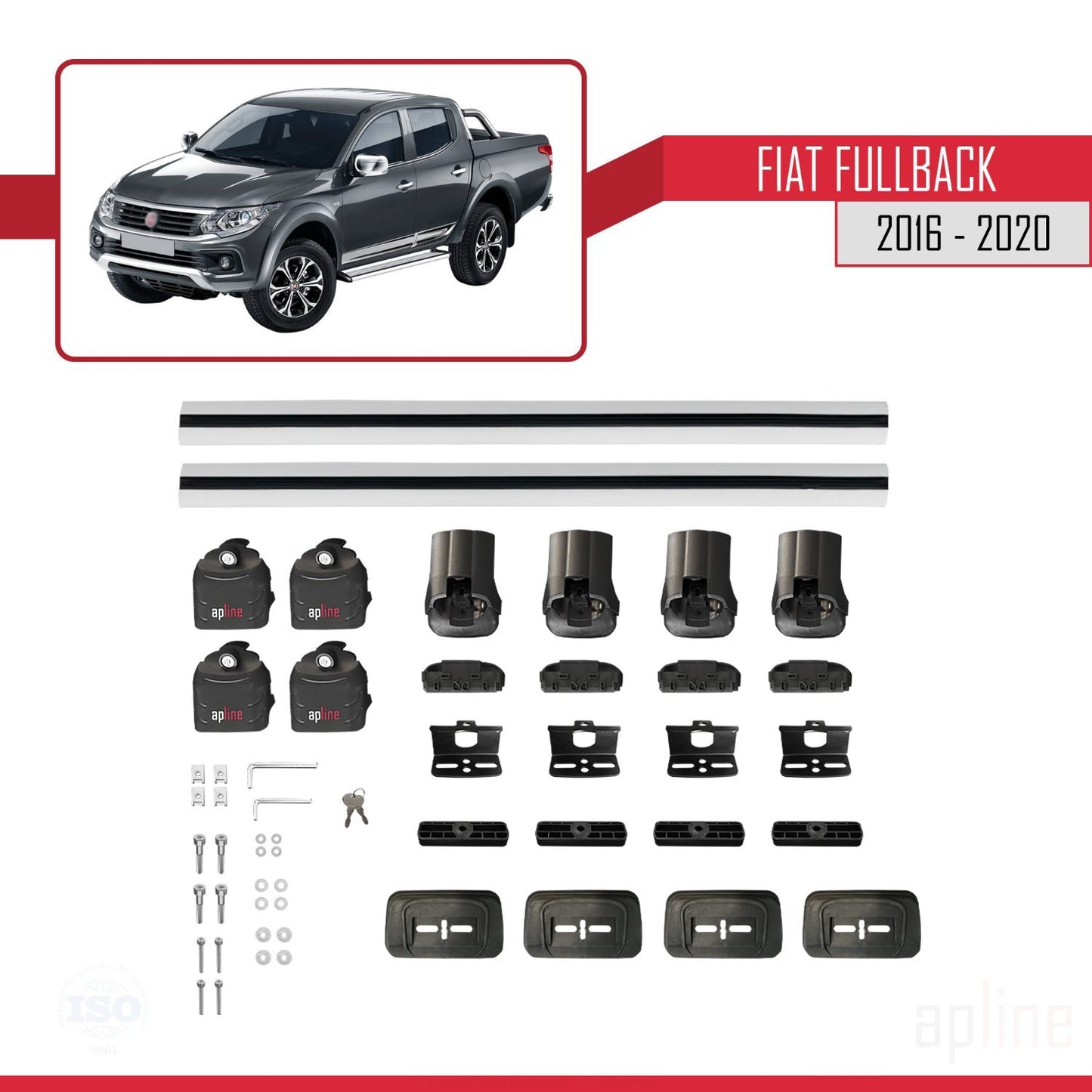 Compatible avec Fiat Fullback 2016-2020 ACE-3 Barres de Toit Railing Porte-Bagages de Voiture Gris Aluminium 2 Barres