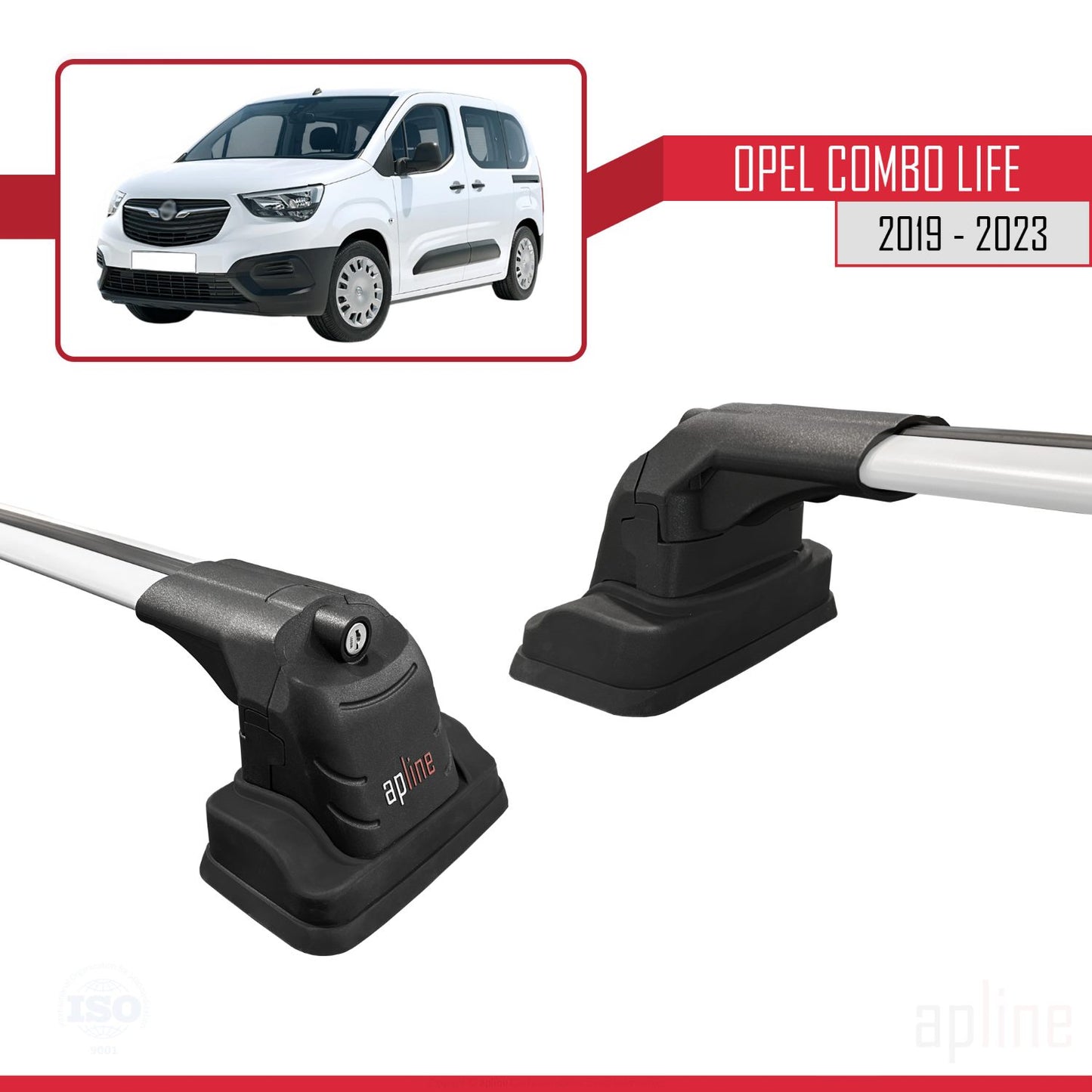 Compatible avec Opel Combo Life 2019-2023 ACE-3 Barres de Toit Railing Porte-Bagages de Voiture Gris Aluminium 2 Barres