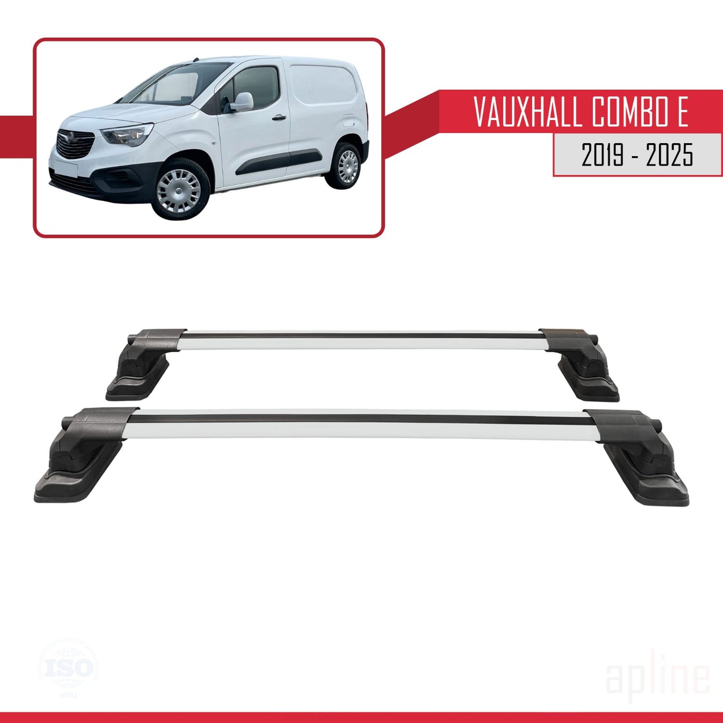 Compatible avec Vauxhall Combo E 2019-2025 ACE-3 Barres de Toit Railing Porte-Bagages de Voiture Gris Aluminium 2 Barres