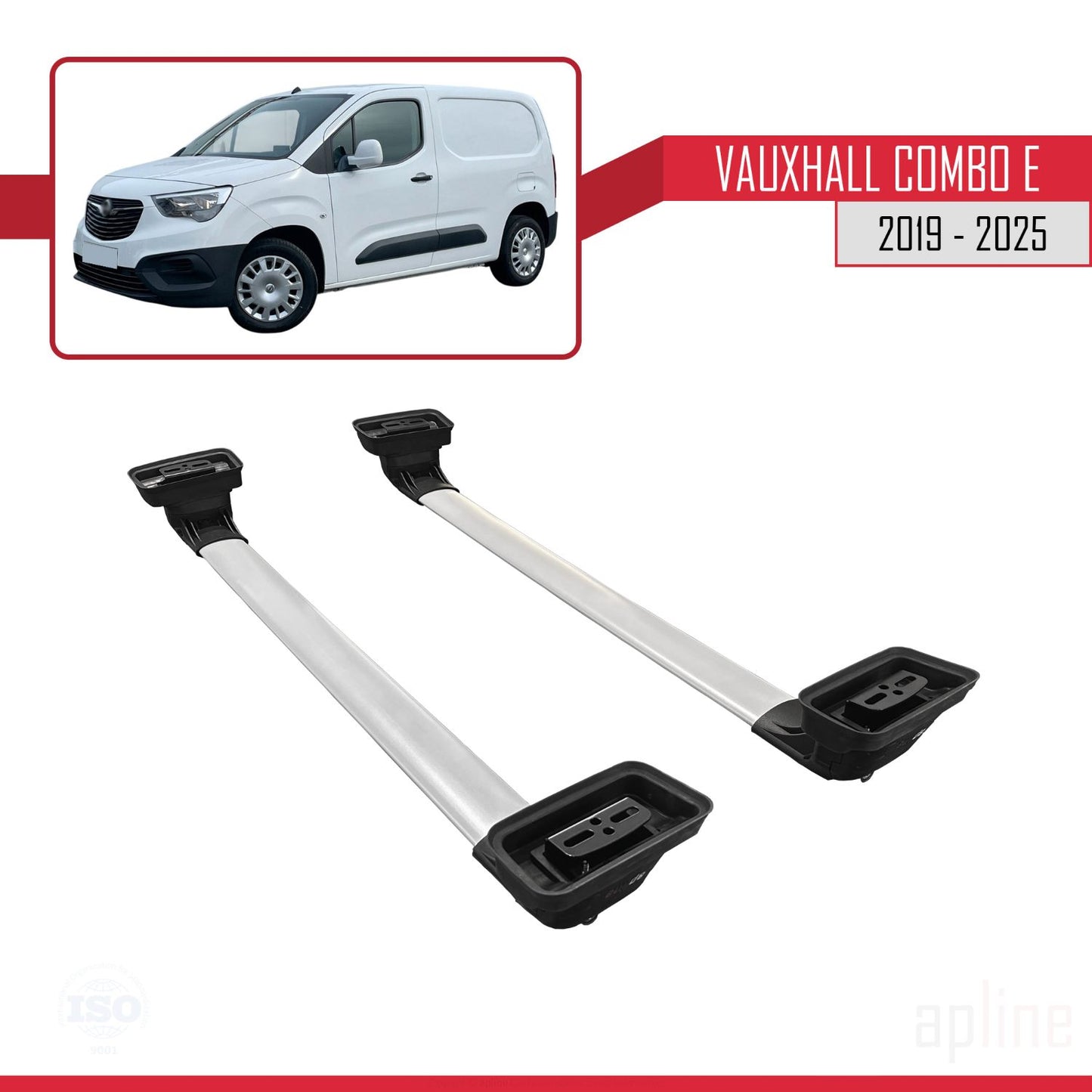 Compatible avec Vauxhall Combo E 2019-2025 ACE-3 Barres de Toit Railing Porte-Bagages de Voiture Gris Aluminium 2 Barres