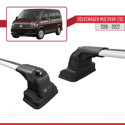 Compatible avec Volkswagen Multivan (T6) 2016-2022 ACE-3 Barres de Toit Railing Porte-Bagages de Voiture Gris Aluminium 2 Barres