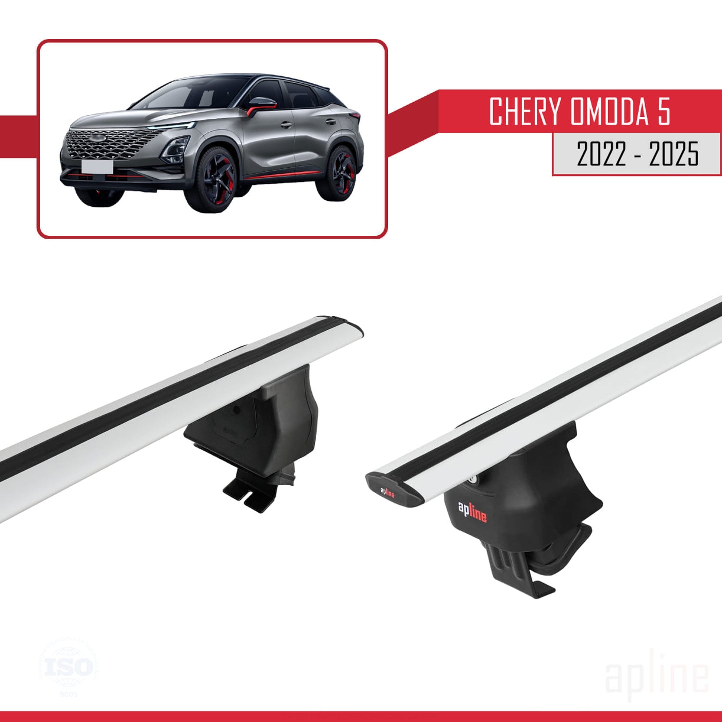 Compatible avec Chery Omoda 5 2023-2025 ACE-4 Barres de Toit Railing Porte-Bagages de Voiture Gris Aluminium 2 Barres