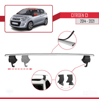 Compatible avec Citroen C1 (AB40) 2014-2021 ACE-4 Barres de Toit Railing Porte-Bagages de Voiture Gris Aluminium 2 Barres