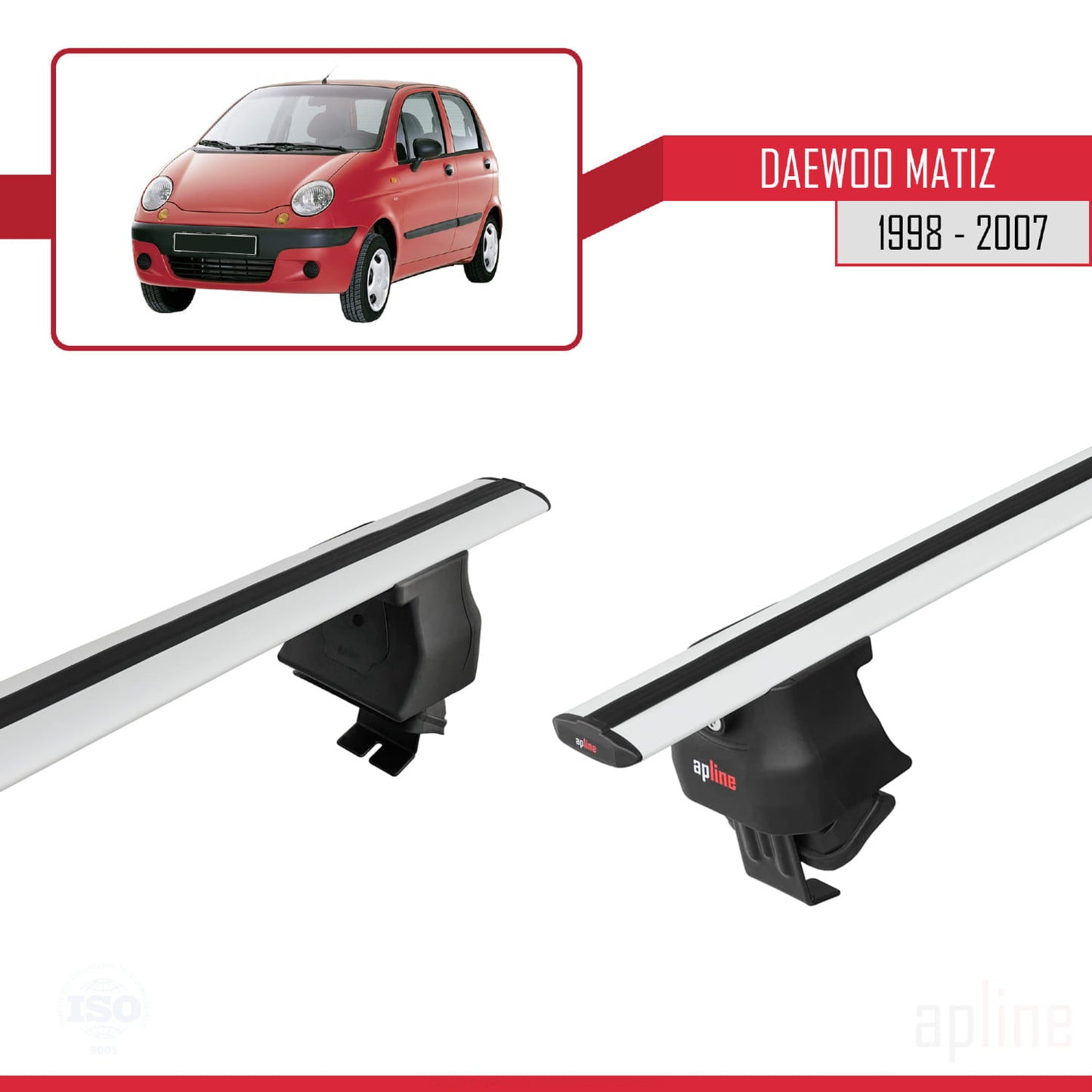 Compatible avec Daewoo Matiz 1998-2007 ACE-4 Barres de Toit Railing Porte-Bagages de Voiture Gris Aluminium 2 Barres