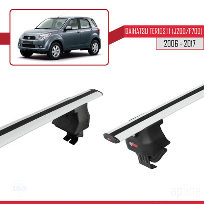 Compatible avec Daihatsu Terios 2 (J200/F700) 2006-2017 ACE-4 Barres de Toit Railing Porte-Bagages de Voiture Gris Aluminium 2 Barres