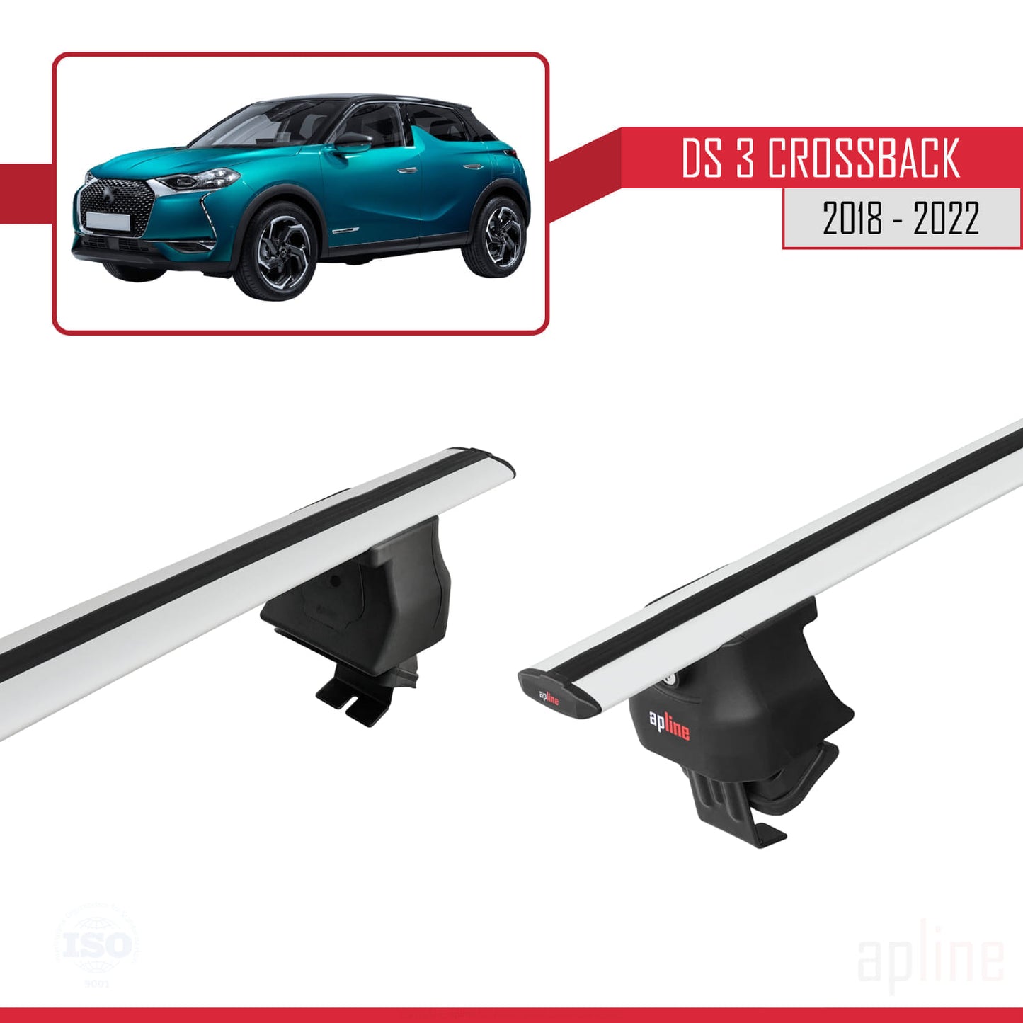 Compatible avec DS 3 Crossback 2018-2022 ACE-4 Barres de Toit Railing Porte-Bagages de Voiture Gris Aluminium 2 Barres