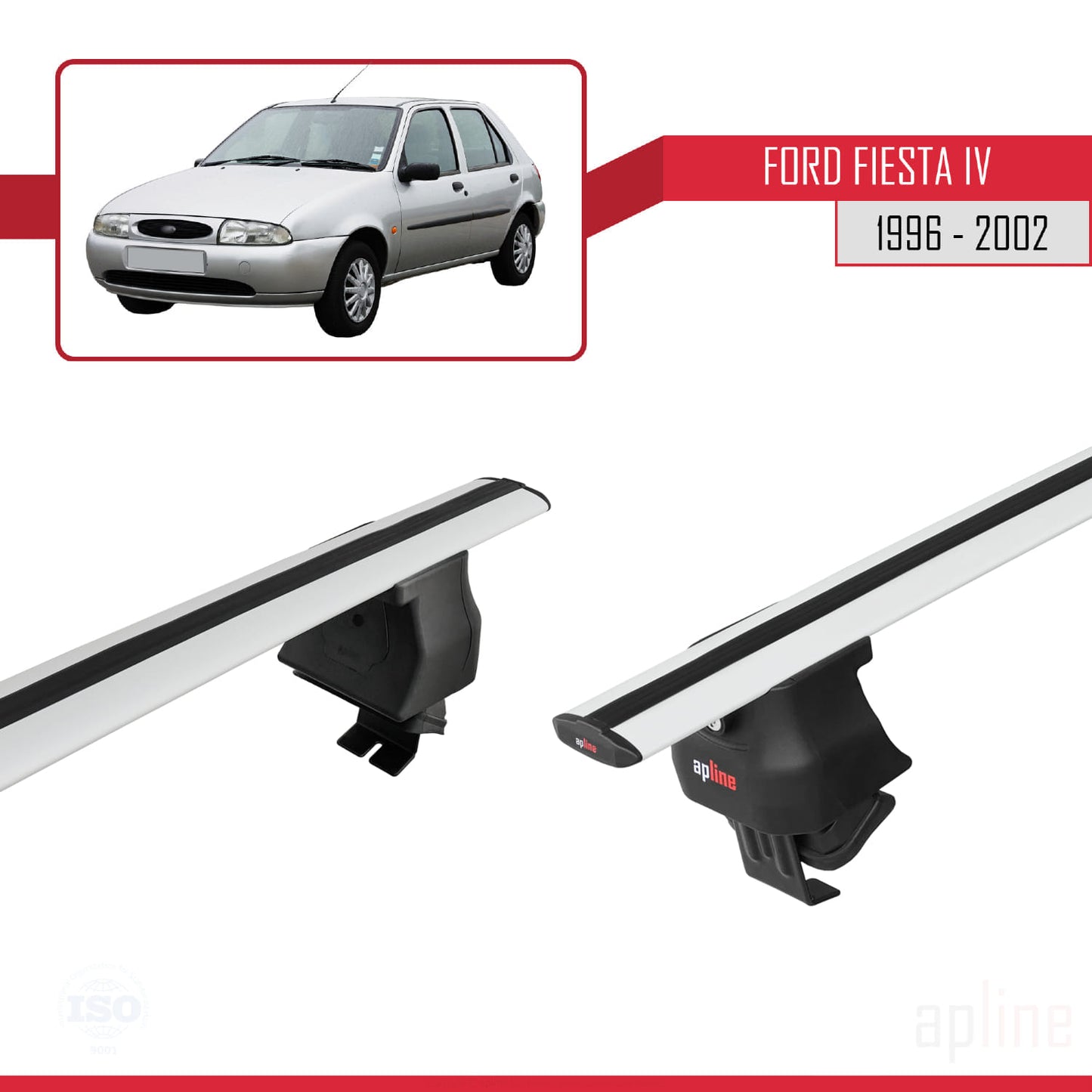 Compatible avec Ford Fiesta 4 1996-2002 ACE-4 Barres de Toit Railing Porte-Bagages de Voiture Gris Aluminium 2 Barres