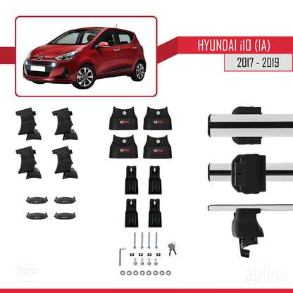 Compatible avec Hyundai i10 II (IA) Post-Facelift 2017-2019 ACE-4 Barres de Toit Railing Porte-Bagages de Voiture Gris Aluminium 2 Barres