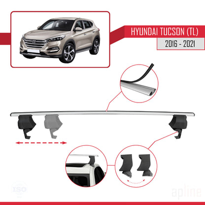 Compatible avec Hyundai Tucson 3 (TL) 2016-2021 ACE-4 Barres de Toit Railing Porte-Bagages de Voiture Gris Aluminium 2 Barres