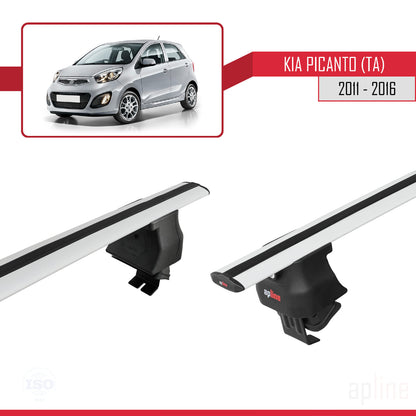 Compatible avec Kia Picanto 2 (TA) 2011-2016 ACE-4 Barres de Toit Railing Porte-Bagages de Voiture Gris Aluminium 2 Barres