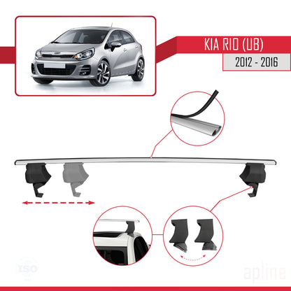 Compatible avec Kia Rio 3 (UB) HB 2012-2016 ACE-4 Barres de Toit Railing Porte-Bagages de Voiture Gris Aluminium 2 Barres