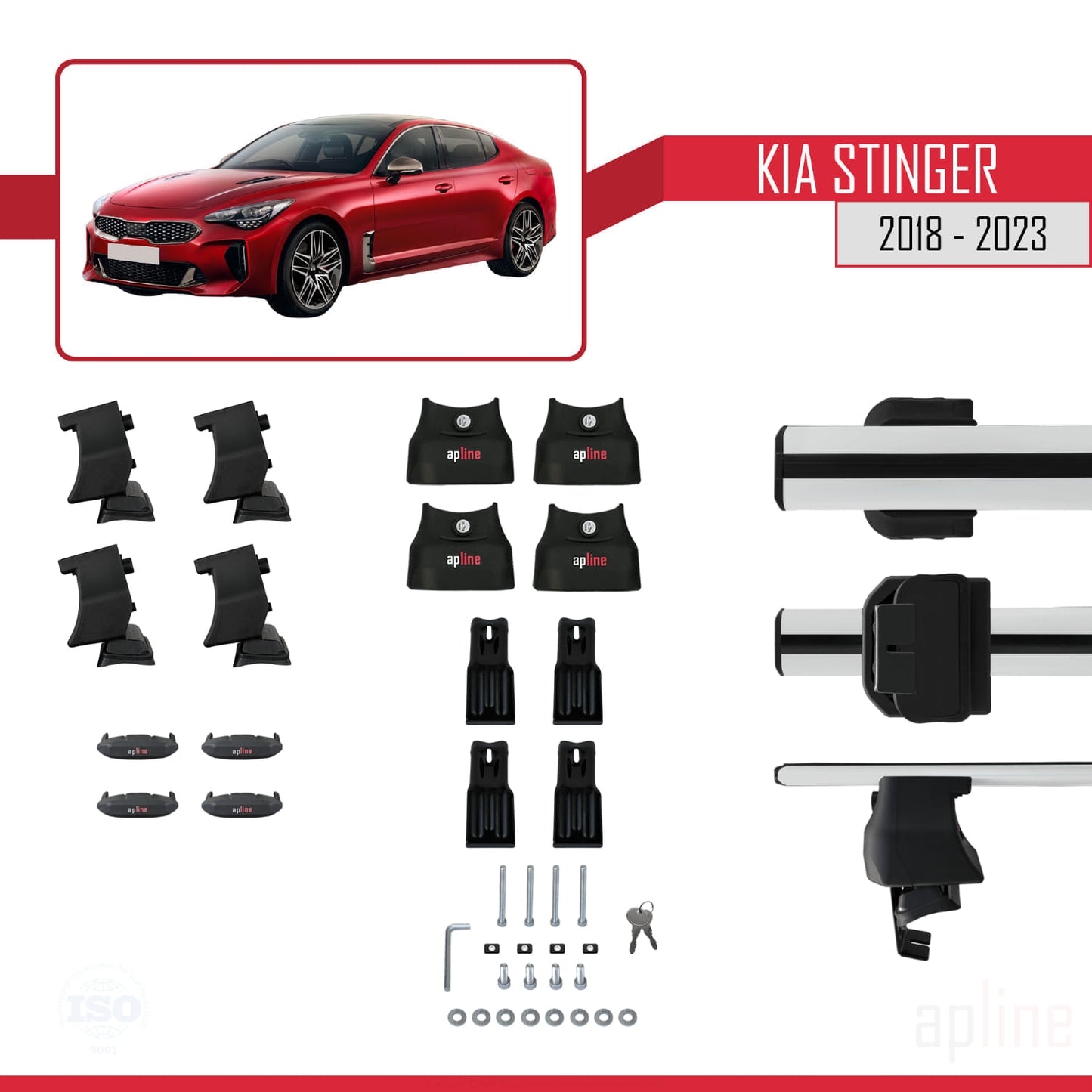 Compatible avec Kia Stinger 2018-2023 ACE-4 Barres de Toit Railing Porte-Bagages de Voiture Gris Aluminium 2 Barres