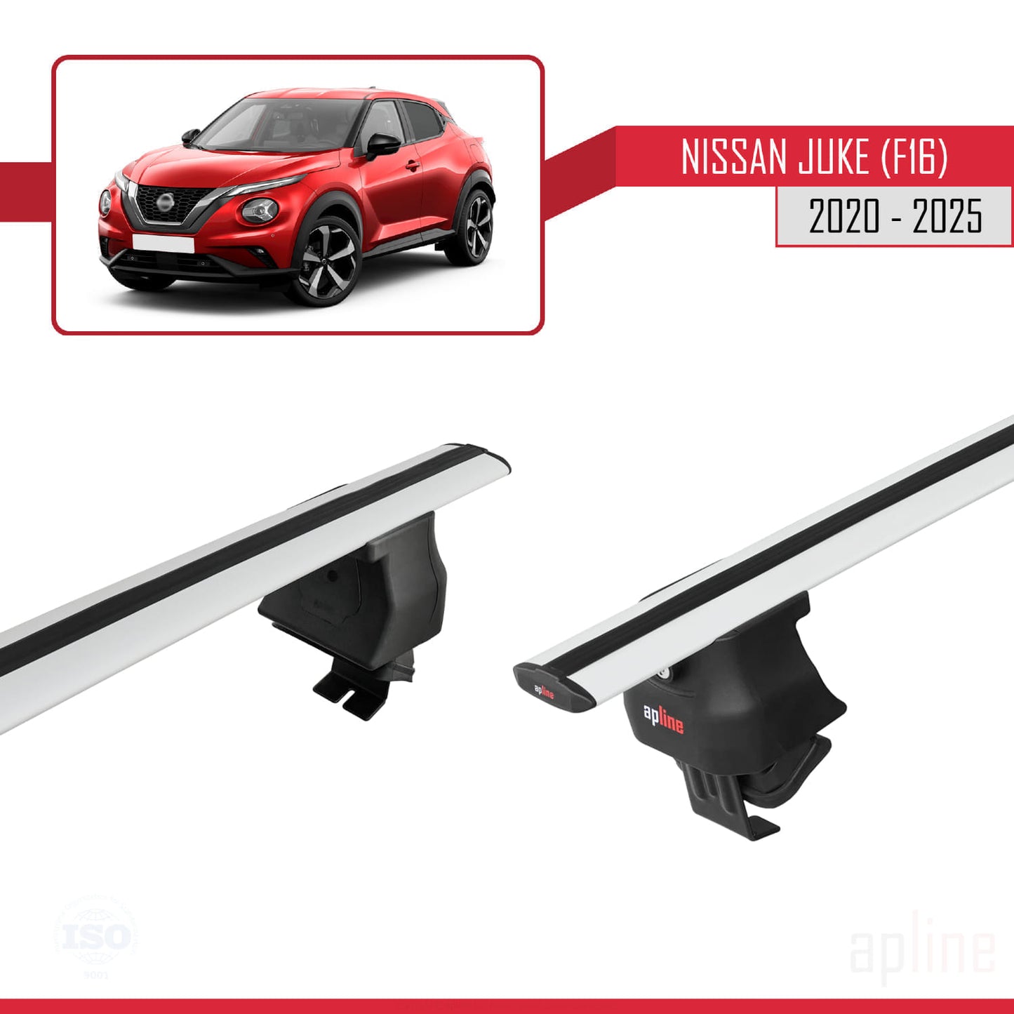 Compatible with Nissan Juke 2 (F16) 2020-2025 ACE-4 Car Roof Rack Cross Bar Grey Aluminium 2 Bars