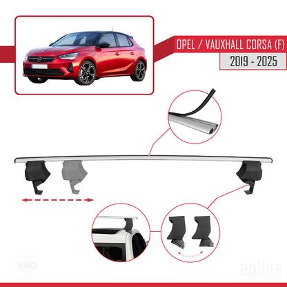 Compatible avec Opel/Vauxhall Corsa F 2019-2025 ACE-4 Barres de Toit Railing Porte-Bagages de Voiture Gris Aluminium 2 Barres